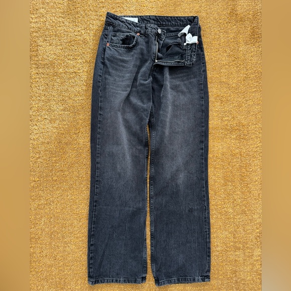 Zara TRF Mid-Rise Wide Leg Black Jeans US 6 - Picture 2 of 9